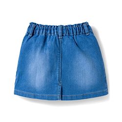 Babyhug Single Jersey Knit Half Sleeves Top & Denim Skirt Set With Smile Print - Pink & Blue