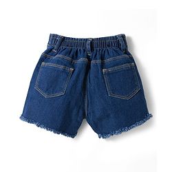 Babyhug Single Jersey Knit Sleeveless Top & Denim Shorts Set With Polka Dot Print & Bow Applique - Yellow