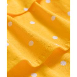 Babyhug Single Jersey Knit Sleeveless Top & Denim Shorts Set With Polka Dot Print & Bow Applique - Yellow