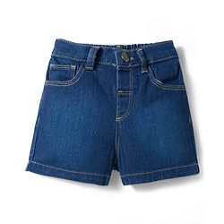 Babyhug Single Jersey Knit Half Sleeves Top & Denim Shorts Set With Heart Print - Blue