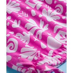 Babyhug Single Jersey Knit Half Sleeves Top & Shorts Set With Tropical Print - Pink & White