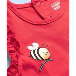 Babyhug Single Jersey Knit Sleeveless Top & Shorts Set with Tropical Theme Print - Red & White