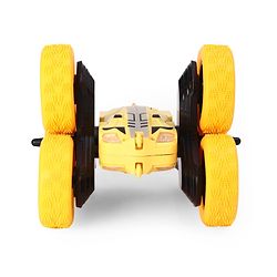 Babyhug Double Flip Sixer Stunt Car with Lights - Yellow| 360° Rotating Flip Action|6-Wheel High-Speed Off-Road Drift Car|2.4 GHz Long Range Remote Control| Type-C Charging| Best Gift for 4+ Year Kids