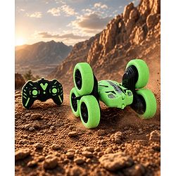 Babyhug Double Flip Sixer Stunt Car with Lights - Yellow| 360° Rotating Flip Action|6-Wheel High-Speed Off-Road Drift Car|2.4 GHz Long Range Remote Control| Type-C Charging| Best Gift for 4+ Year Kids