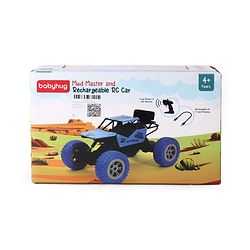Babyhug Mud Master and Rechargeable RC Car - Red| 4-Wheel Drive System| Designed for All Terrain| Long Range 2.4 GHz Remote| BIS Certified| Gifting Toy| Type-C Charging| Best Gift for 4+ Year Kids