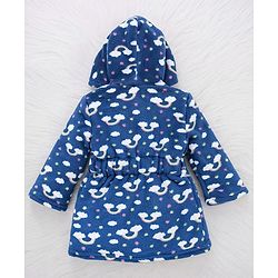 Babyhug Knit Full Sleeves Hooded Bathrobe with Rainbow Print - Navy Blue
