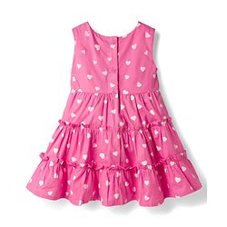 Babyhug Cotton Woven Sleeveless Frock With Heart Print & Bow Applique - Pink
