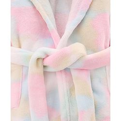 Babyhug Velour Knit Full Sleeves Tie Dyed Hooded Bathrobe - Multicolour