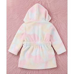 Babyhug Velour Knit Full Sleeves Tie Dyed Hooded Bathrobe - Multicolour