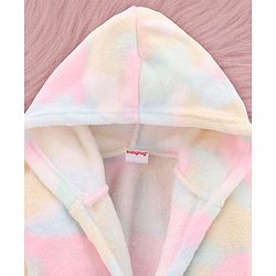 Babyhug Velour Knit Full Sleeves Tie Dyed Hooded Bathrobe - Multicolour