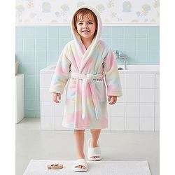 Babyhug Velour Knit Full Sleeves Tie Dyed Hooded Bathrobe - Multicolour
