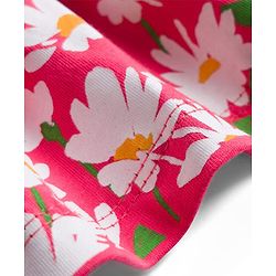 Babyhug Single Jersey Knit Half Sleeves Frock With Floral Print - Dark Pink