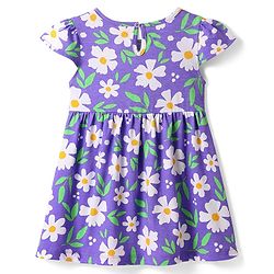 Babyhug Single Jersey Knit Cap Sleeves Heart & Floral Printed Frocks With Bow Applique Pack of 2 - Multicolor