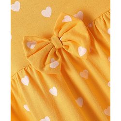 Babyhug Single Jersey Knit Cap Sleeves Heart & Floral Printed Frocks With Bow Applique Pack of 2 - Multicolor