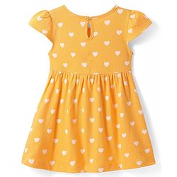 Babyhug Single Jersey Knit Cap Sleeves Heart & Floral Printed Frocks With Bow Applique Pack of 2 - Multicolor