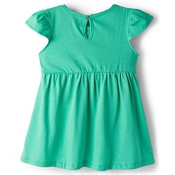 Babyhug Single Jersey Knit Cap Sleeves Frock With Floral Print Pack Of 2 - Light Green & White