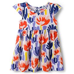 Babyhug 100% Cotton Knit Half Sleeves Floral Printed Frock With Bow Pack Of 2 - Multicolour