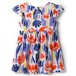 Babyhug 100% Cotton Knit Half Sleeves Floral Printed Frock With Bow Pack Of 2 - Multicolour