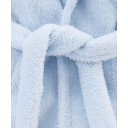 Babyhug Knit Full Sleeves Solid Color Hooded Bathrobe with Ear Applique - Light Blue