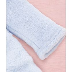 Babyhug Knit Full Sleeves Solid Color Hooded Bathrobe with Ear Applique - Light Blue