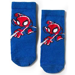 Cute Walk by Babyhug Marvel Non Terry Knit Ankle Length Anti Bacterial Socks With Spider-Man Graphics Pack of 3 - Multicolor