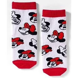 Cute Walk by Babyhug Disney Knit Ankle Length Socks With Minnie Mouse Graphics Pack Of 3 - Dark Pink White & Sea Green