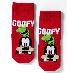 Cute Walk by Babyhug Disney  Knit Ankle Length Anti Bacterial Socks With Mickey Mouse & Friends Print Pack Of 3 - Red Light Blue & Yellow