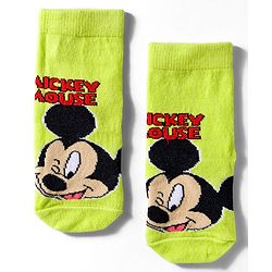 Cute Walk by Babyhug Disney  Knit Ankle Length Anti Bacterial Socks With Mickey Mouse & Friends Print Pack Of 3 - Red Light Blue & Yellow