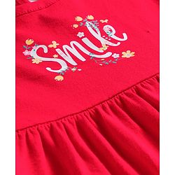 Babyhug Single Jersey Knit Cap Sleeves Frocks With Floral & Smile Print Pack of 2 - Multicolor
