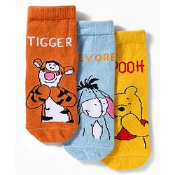 Cute Walk by Babyhug Disney Knit Ankle Length Anti Bacterial  Socks With Tiger Design Pack Of 3 - Orange Blue & Yellow