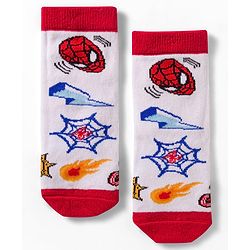 Cute Walk by Babyhug Non Terry Knit Anti Bacterial Ankle Length Socks With Spider Man Graphic Pack Of 3 - Multicolour