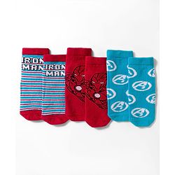 Cute Walk by Babyhug Marvel Non Terry Knit Ankle Length Anti Bacterial Socks With Avengers Graphics Pack of 3 - Multicolor