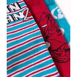 Cute Walk by Babyhug Marvel Non Terry Knit Ankle Length Anti Bacterial Socks With Avengers Graphics Pack of 3 - Multicolor