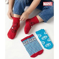Cute Walk by Babyhug Marvel Non Terry Knit Ankle Length Anti Bacterial Socks With Avengers Graphics Pack of 3 - Multicolor