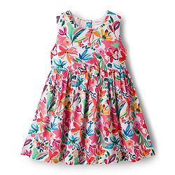Babyhug Cotton Woven Sleeveless Floral Printed Frock - Multicolour