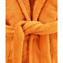 Babyhug Knit Full Sleeves Solid Hooded Bath Robe - Brown