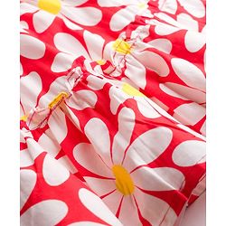 Babyhug 100% Cotton Woven Sleeveless Floral Printed Frock - Red & White