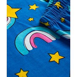Babyhug Cotton Knit Full Sleeves Co-ord Night Suit With Rainbow Print - Blue