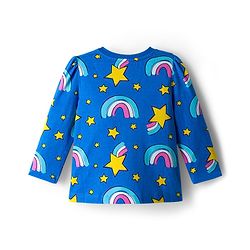 Babyhug Cotton Knit Full Sleeves Co-ord Night Suit With Rainbow Print - Blue