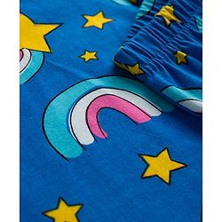 Babyhug Cotton Knit Full Sleeves Co-ord Night Suit With Rainbow Print - Blue