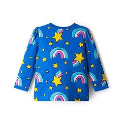 Babyhug Cotton Knit Full Sleeves Co-ord Night Suit With Rainbow Print - Blue