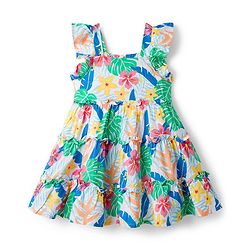 Babyhug Cotton Woven Sleeveless Frock With Floral Print - White