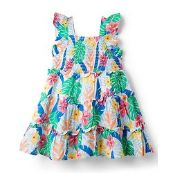Babyhug Cotton Woven Sleeveless Frock With Floral Print - White