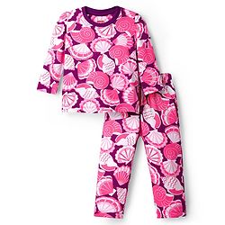 Babyhug Cotton Knit Full Sleeves T-Shirt & Pyjama Co-ord Night Suit With Seashell Print - Pink
