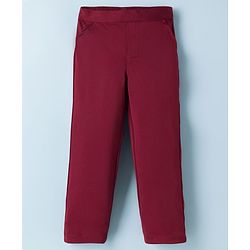 Babyhug Knit Full Sleeves Solid 3 Piece Party Suit With Bow - Wine