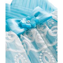Babyhug 5 Layers With Cotton Lining Mesh Sleeveless Party Dress With Heavy Embroidery Detailing & Bow - Light Blue