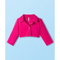 Babyhug Scuba Woven Full Sleeves Solid Jacket & Skirt With Inner Top - Dark Pink