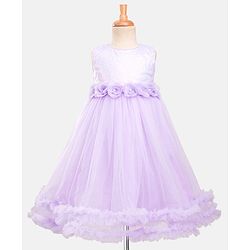Babyhug Woven Sleeveless Fit & Flare Gown with Corsage & Sequin Detailing - Lavender