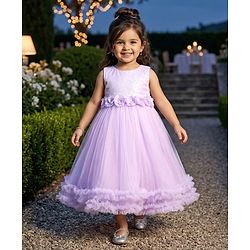 Babyhug Woven Sleeveless Fit & Flare Gown with Corsage & Sequin Detailing - Lavender