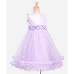 Babyhug Woven Sleeveless Fit & Flare Gown with Corsage & Sequin Detailing - Lavender